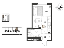 Продается Студия ЖК ГРЕЙД, литер 14, 21.1  м&sup2;, 4736950 рублей