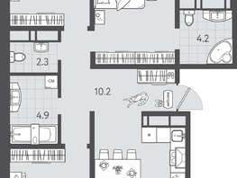 Продается 3-комнатная квартира ЖК Все Свои ВИП, литера 3, 90.9  м&sup2;, 23361300 рублей