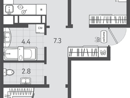 Продается 2-комнатная квартира ЖК Все Свои ВИП, литера 3, 64.7  м&sup2;, 13651700 рублей