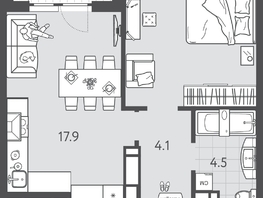 Продается 1-комнатная квартира ЖК Все Свои ВИП, литера 3, 42.6  м&sup2;, 9585000 рублей
