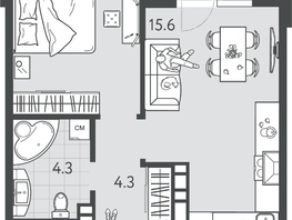 Продается 1-комнатная квартира ЖК Все Свои ВИП, литер 4, 37.8  м&sup2;, 9412200 рублей