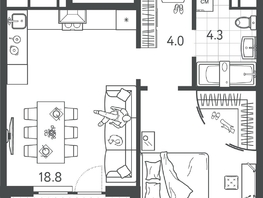 Продается 1-комнатная квартира ЖК Все Свои ВИП, литер 4, 41.55  м&sup2;, 10345950 рублей