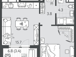 Продается 1-комнатная квартира ЖК Все Свои ВИП, литер 4, 40.25  м&sup2;, 10344250 рублей