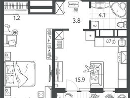 Продается 1-комнатная квартира ЖК Все Свои ВИП, литер 4, 46.2  м&sup2;, 9886800 рублей