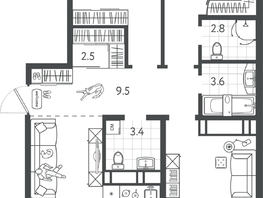 Продается 3-комнатная квартира ЖК Все Свои ВИП, литер 4, 93.25  м&sup2;, 25830250 рублей