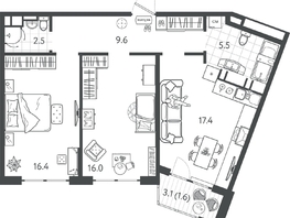 Продается 2-комнатная квартира ЖК Все Свои ВИП, литер 7, 67.75  м&sup2;, 14227500 рублей