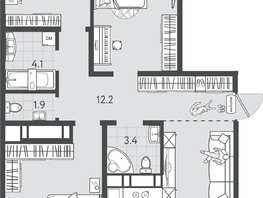 Продается 3-комнатная квартира ЖК Все Свои ВИП, литер 7, 97.15  м&sup2;, 26910550 рублей