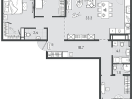 Продается 3-комнатная квартира ЖК Все Свои ВИП, литер 7, 107.8  м&sup2;, 29860600 рублей