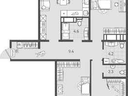 Продается 3-комнатная квартира ЖК Все Свои ВИП, литера 6, 97.65  м&sup2;, 25096050 рублей