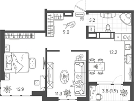 Продается 2-комнатная квартира ЖК Все Свои ВИП, литер 8, 55.4  м&sup2;, 11080000 рублей