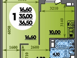 Продается 1-комнатная квартира ЖК Парк у дома, литера 7.3, 36.5  м&sup2;, 6689999 рублей