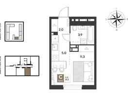 Продается Студия ЖК ГРЕЙД, литер 13, 22.2  м&sup2;, 5019420 рублей
