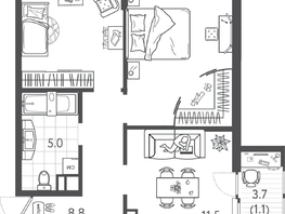 Продается 2-комнатная квартира ЖК Все Свои ВИП, литера 6, 53.82  м&sup2;, 10764000 рублей