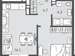 Продается 1-комнатная квартира ЖК Все Свои ВИП, литера 6, 36.85  м&sup2;, 8549200 рублей