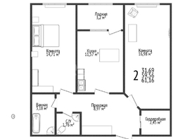 Продается 2-комнатная квартира ЖК Кубанский, литера 5.1, 60.1  м&sup2;, 12500000 рублей