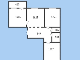 Продается 3-комнатная квартира генерала Корнилова ул, 71.9  м&sup2;, 7500000 рублей