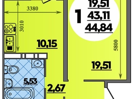 Продается 1-комнатная квартира ЖК Восточный, литер 52, 44.84  м&sup2;, 6066999 рублей