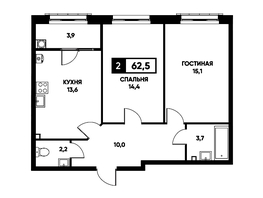 Продается 2-комнатная квартира ЖК Основа, литер 12.1, 62.5  м², 5593750 рублей