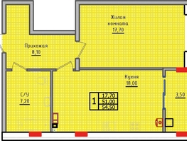 Продается 1-комнатная квартира ЖК Суворов, дом 5, 54.5  м², 6512750 рублей