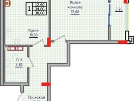 Продается 1-комнатная квартира ЖК Суворов, дом 5, 38  м², 4617000 рублей