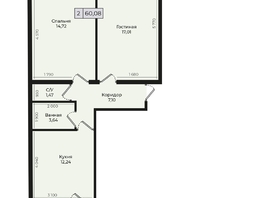 Продается 2-комнатная квартира ЖК Дунаевского, дом 2, 60.08 м², 5587440 рублей