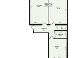 Продается 2-комнатная квартира ЖК Дунаевского, дом 2, 60.48 м², 5624640 рублей
