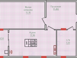 Продается 1-комнатная квартира ЖК Суворов, дом 1, 58.1 м², 6623400 рублей