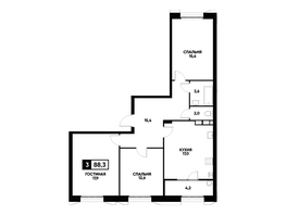 Продается 3-комнатная квартира ЖК Основа, литер 4, 88.3 м², 8335520 рублей