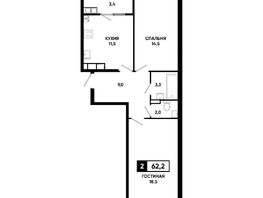 Продается 2-комнатная квартира ЖК Основа, литер 5.2, 62.2 м², 6375500 рублей