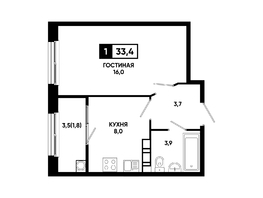Продается 1-комнатная квартира ЖК Резиденция СОФИ, 33.4  м², 3774200 рублей