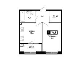 Продается 1-комнатная квартира ЖК Резиденция СОФИ, 36.8  м², 4084800 рублей
