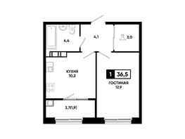 Продается 1-комнатная квартира ЖК Резиденция СОФИ, 36.5  м², 4051500 рублей