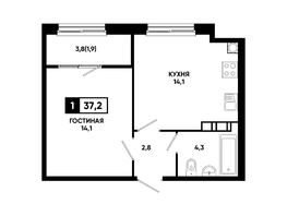 Продается 1-комнатная квартира ЖК Резиденция СОФИ, 37.2  м², 4129200 рублей