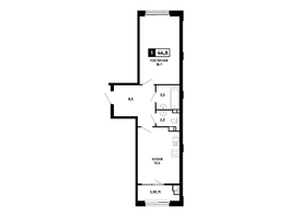 Продается 1-комнатная квартира ЖК Резиденция СОФИ, 44.8  м², 4614400 рублей