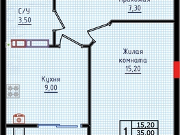 Продается 1-комнатная квартира ЖК Суворов, дом 6, 38.4  м², 4800000 рублей