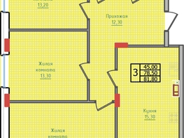 Продается 3-комнатная квартира ЖК Суворов, дом 1, 81.8  м², 7934600 рублей