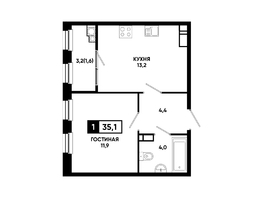 Продается 1-комнатная квартира ЖК Резиденция СОФИ, 35.1 м², 3966300 рублей