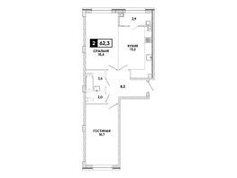 Продается 2-комнатная квартира ЖК Кварталы 17/77, литер 9.5, 62.3  м&sup2;, 7762580 рублей