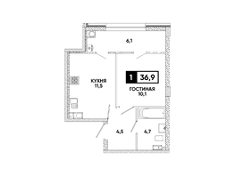 Продается 1-комнатная квартира ЖК Кварталы 17/77, литер 9.5, 36.9  м&sup2;, 5151240 рублей