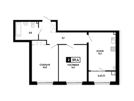 Продается 2-комнатная квартира ЖК Резиденция СОФИ, литер 1 корпус 2, 59.4  м&sup2;, 7053750 рублей