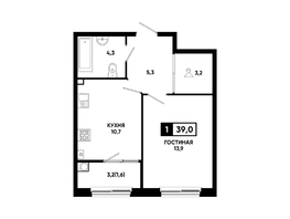 Продается 1-комнатная квартира ЖК Резиденция СОФИ, литер 1 корпус 2, 39  м&sup2;, 5099250 рублей
