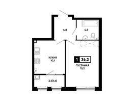 Продается 1-комнатная квартира ЖК Резиденция СОФИ, литер 1 корпус 2, 36.2  м&sup2;, 4733150 рублей