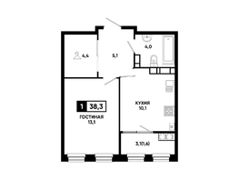 Продается 1-комнатная квартира ЖК Резиденция СОФИ, литер 1 корпус 2, 38.3  м&sup2;, 5007725 рублей