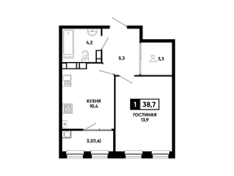 Продается 1-комнатная квартира ЖК Резиденция СОФИ, литер 1 корпус 2, 38.7  м&sup2;, 5060025 рублей