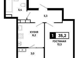 Продается 1-комнатная квартира ЖК Основа, литер 6.2, 35.2  м&sup2;, 4683360 рублей