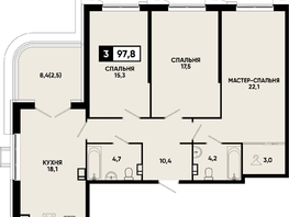 Продается 3-комнатная квартира ЖК Моя Легенда, кор 1.6, 97.8  м&sup2;, 20112570 рублей