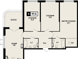 Продается 3-комнатная квартира ЖК Моя Легенда, кор 1.6, 97.5  м&sup2;, 20050875 рублей