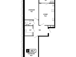 Продается 2-комнатная квартира ЖК Основа, литер 6.1, 65.7  м&sup2;, 7736175 рублей