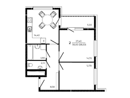 Продается 2-комнатная квартира ЖК ПРИТЯЖЕНИЕ, литер 3, 58.5  м&sup2;, 7078500 рублей