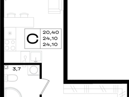 Продается Студия ЖК Придонье, литер 3.1, 24.1  м&sup2;, 3205300 рублей